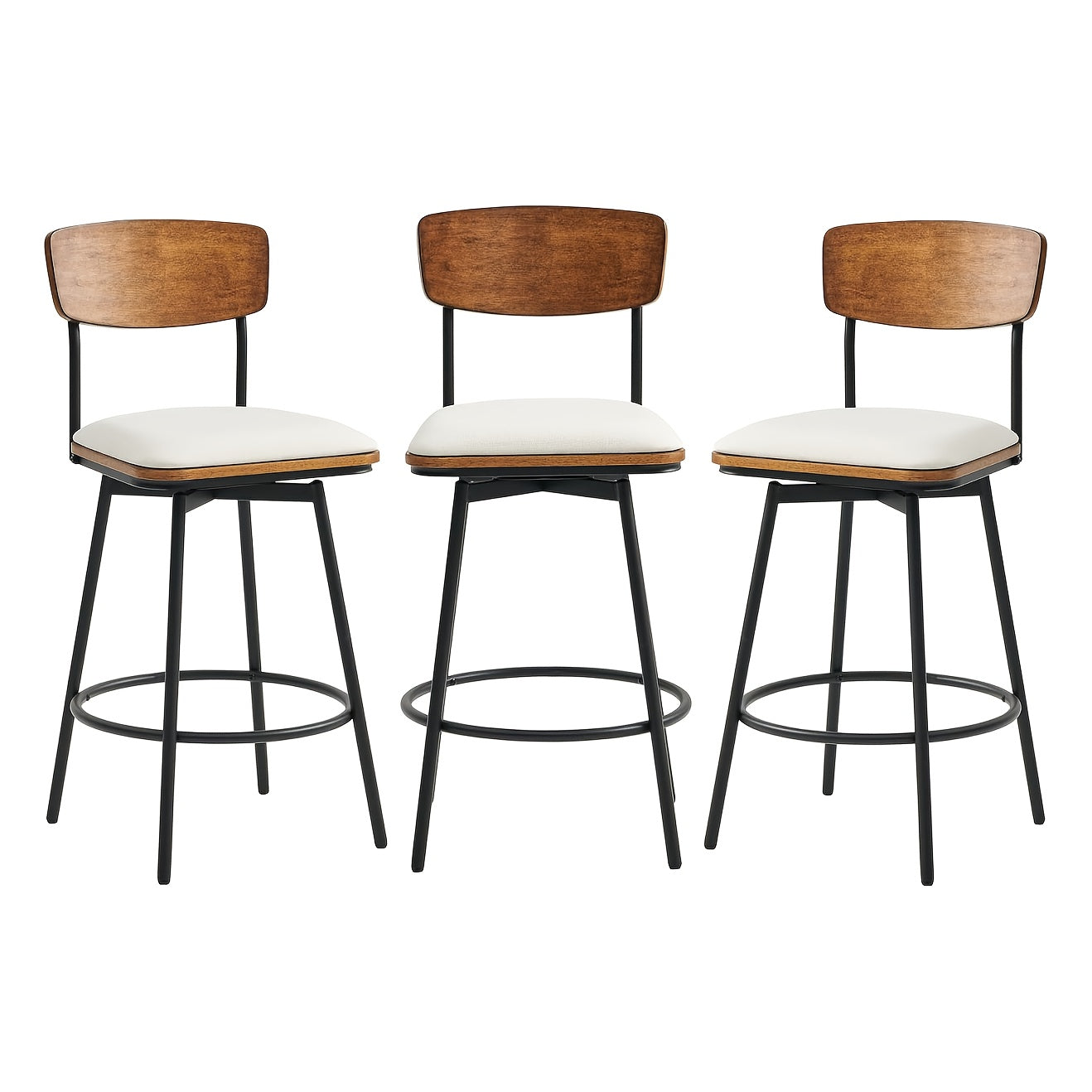 2\u002F3pcs Swivel Counter Height Barstools with Back, Fabric\u002FPU Upholstered Barstools with Metal & Wood Frame for Canteen, Living Room, Bar