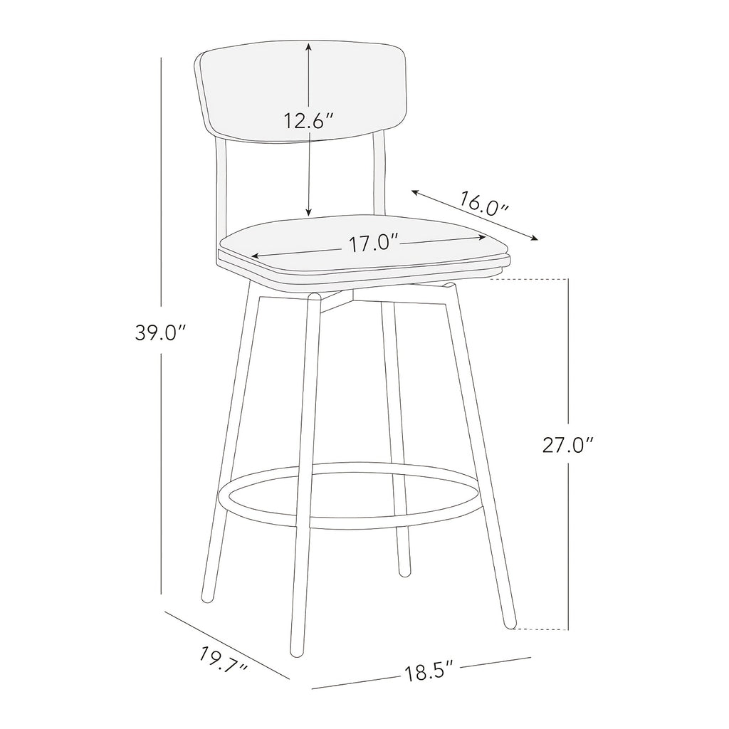 2\u002F3pcs Swivel Counter Height Barstools with Back, Fabric\u002FPU Upholstered Barstools with Metal & Wood Frame for Canteen, Living Room, Bar
