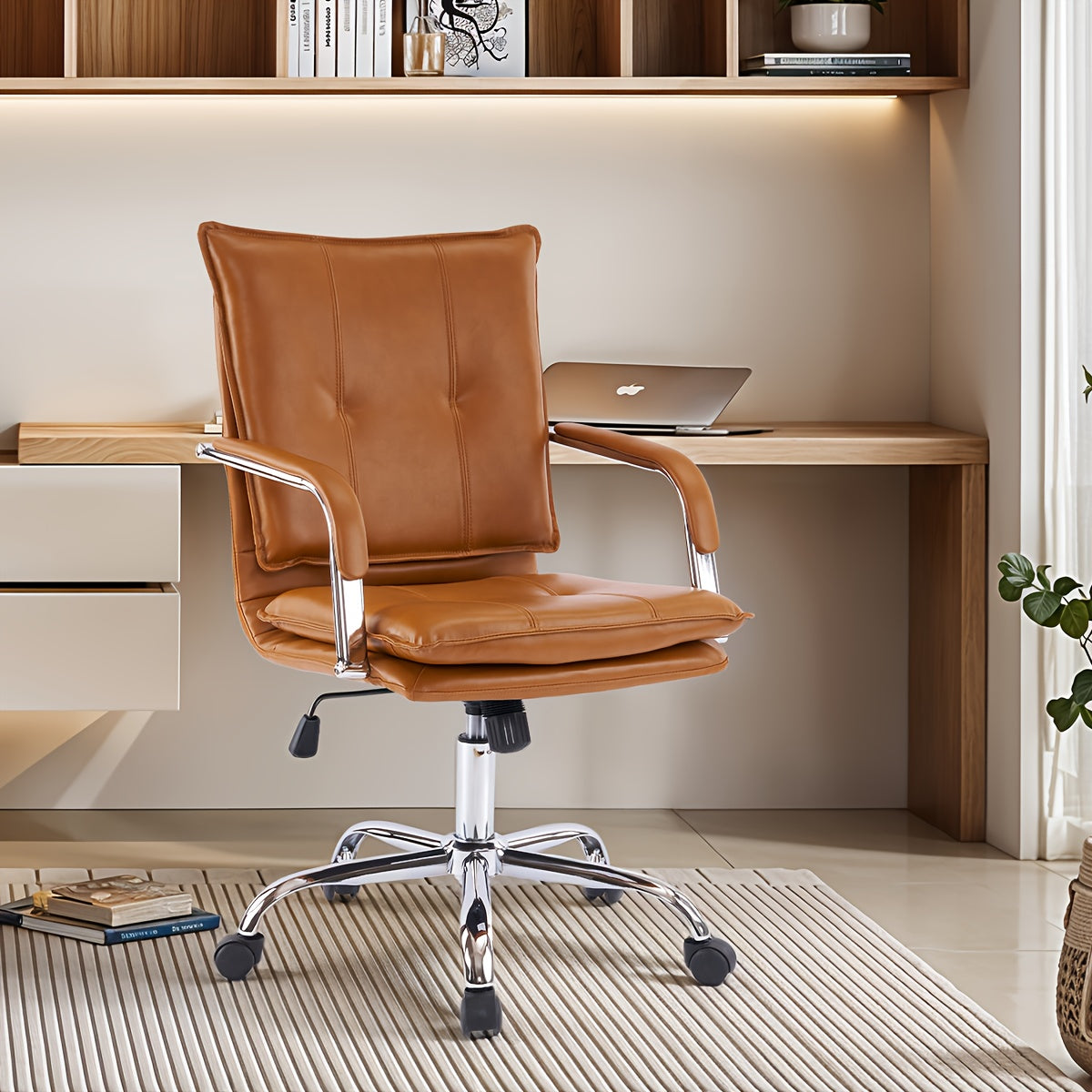 Gaming Chair, Office Chair Mid-Back Computer Chair Leather Desk Chair Racing Executive Ergonomic Adjustable Swivel Task Chair With Lumbar Support