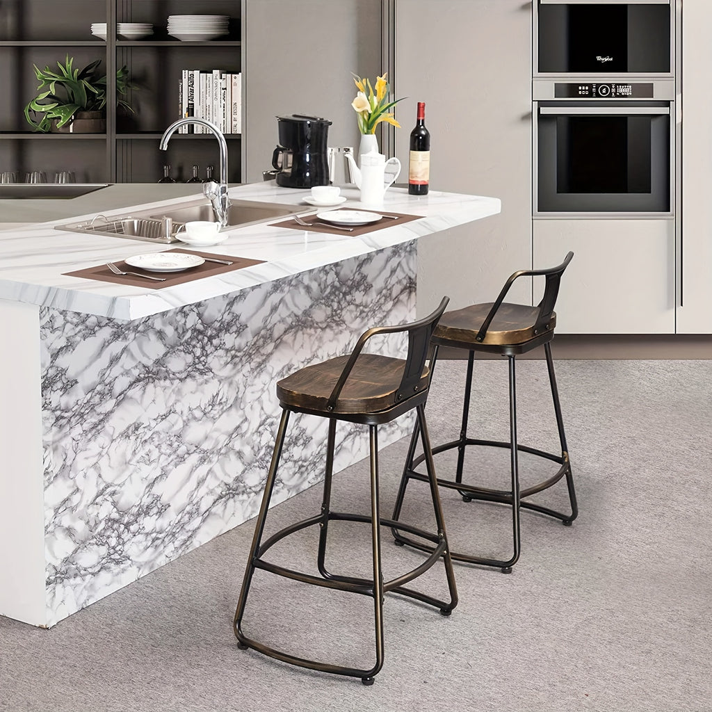 Swivel Metal Bar Stools Set Of 2 With Back Counter Height Barstools Kitchen Island Counter Stool Dining Chairs