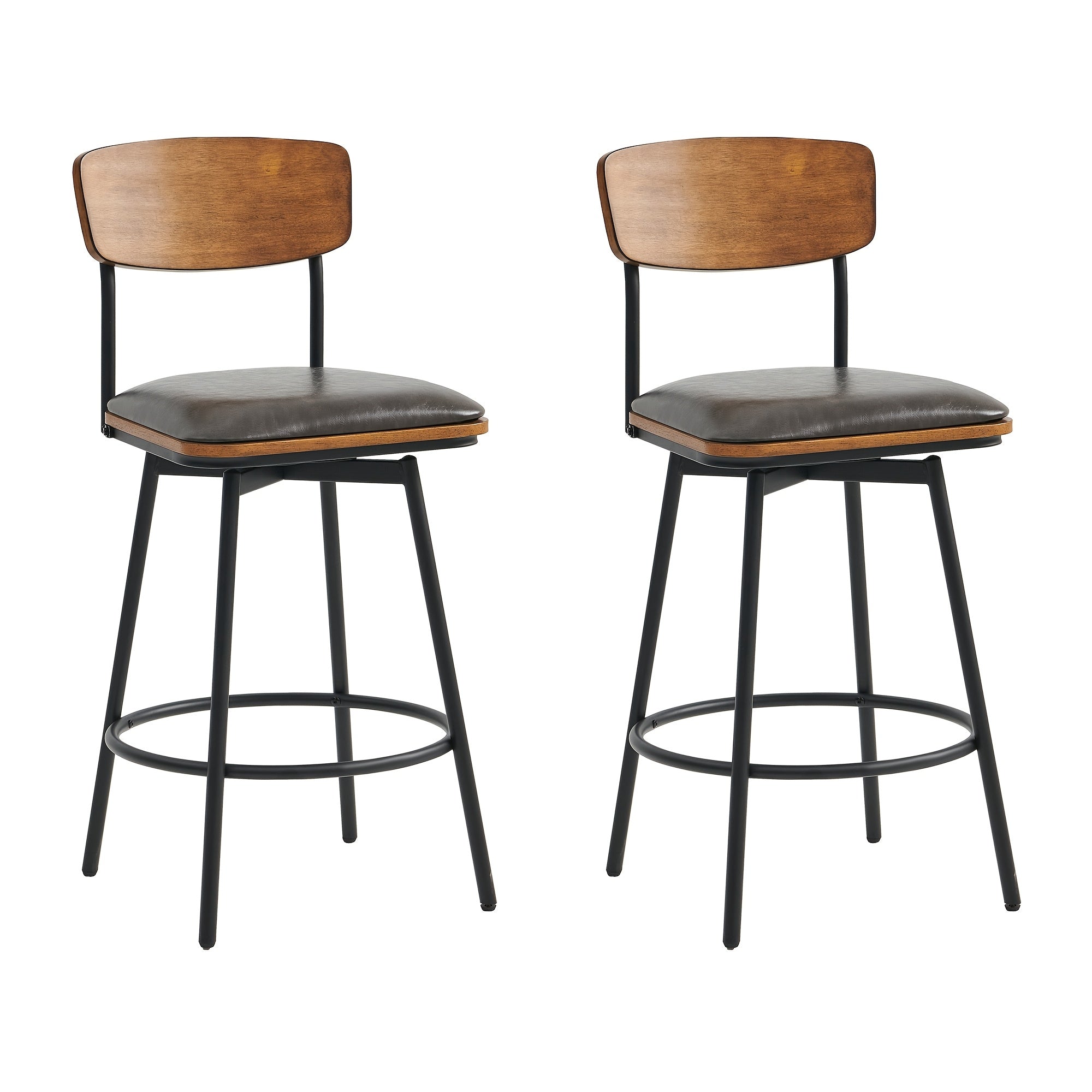 2\u002F3pcs Swivel Counter Height Barstools with Back, Fabric\u002FPU Upholstered Barstools with Metal & Wood Frame for Canteen, Living Room, Bar