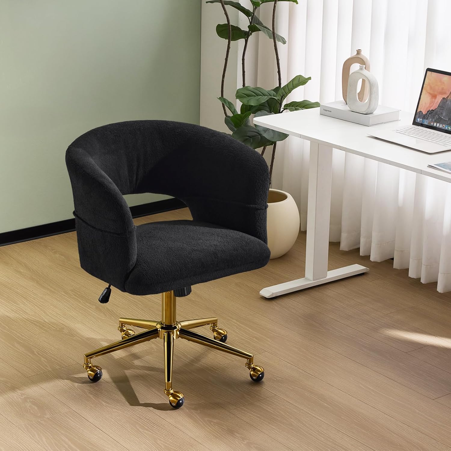 Modern Swivel Lounge Chair with 360° Rotation & Rolling Chair - Upholstered, Golden Base Suitable for Bedroom, Living Room, Office - Assembly, -Friendly Rotating Single