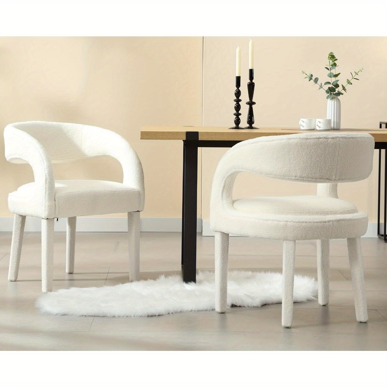 Set Of 2, Modern Dining Chairs Upholstered Kitchen & Dining Room Chairs Kitchen Chairs with Arms\u002FOpen Back Comfy Accent Chairs for Living Room\u002FBedroom