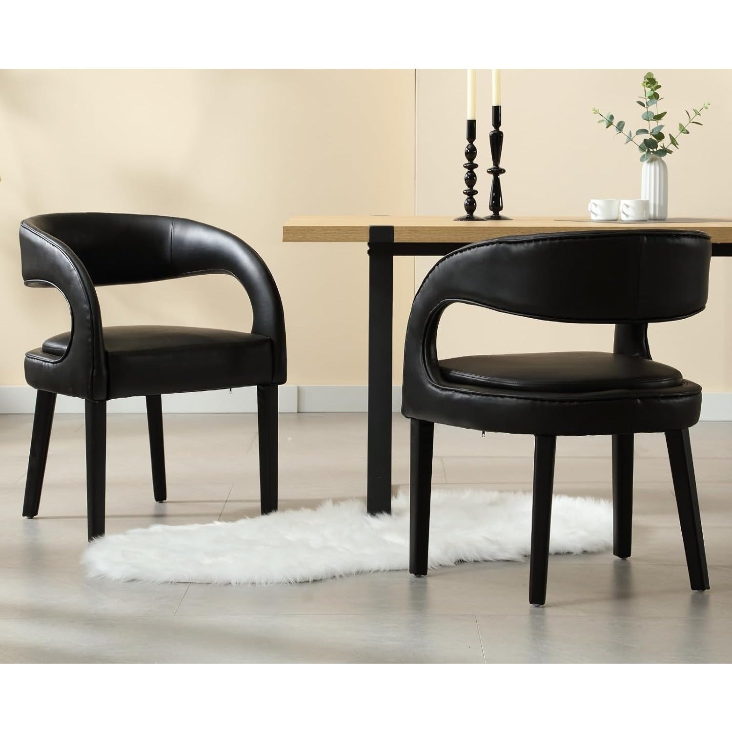 Set Of 2, Modern Dining Chairs Upholstered Kitchen & Dining Room Chairs Kitchen Chairs with Arms\u002FOpen Back Comfy Accent Chairs for Living Room\u002FBedroom