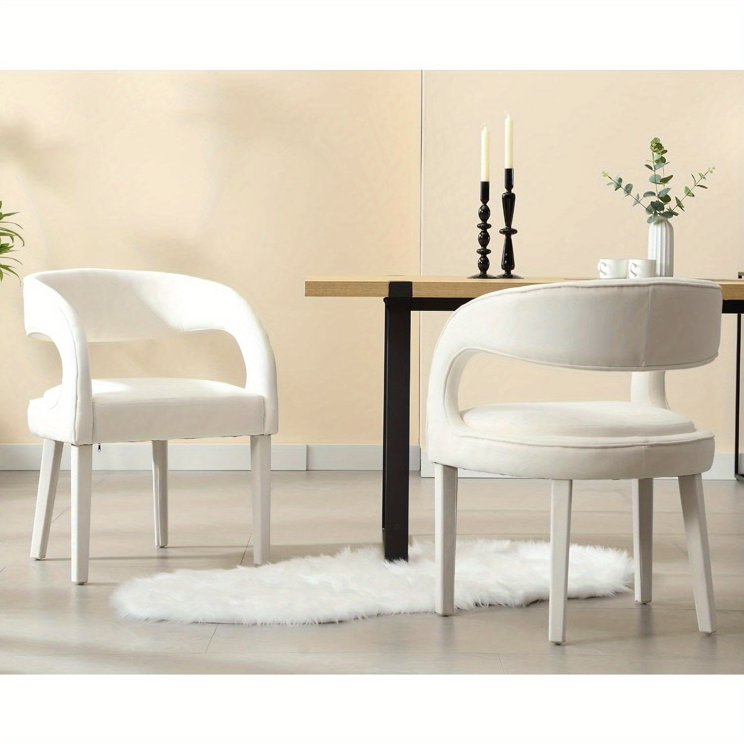 Set Of 2, Modern Dining Chairs Upholstered Kitchen & Dining Room Chairs Kitchen Chairs with Arms\u002FOpen Back Comfy Accent Chairs for Living Room\u002FBedroom