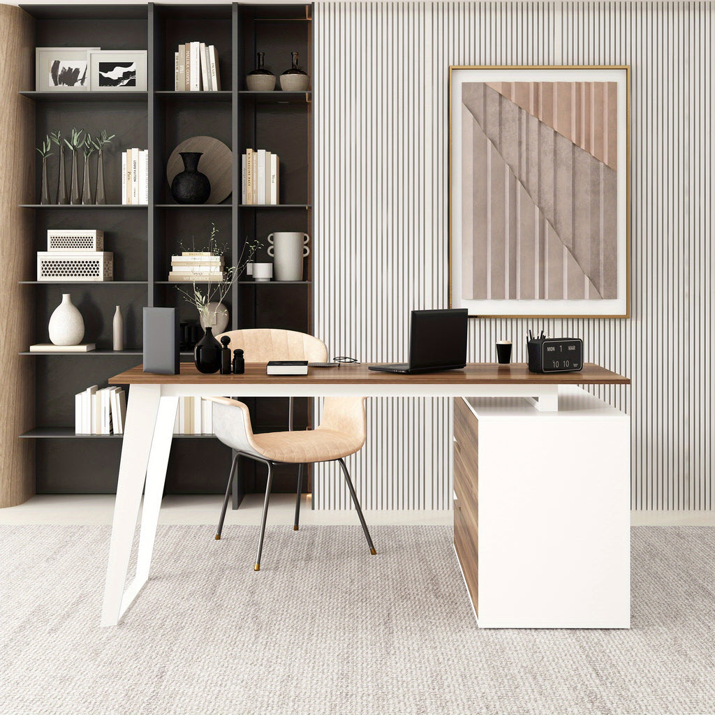 Modern L-Shaped Computer Desk Modern L-Shaped Computer Desk | 54.3'' Large Workstation with 3 Drawers, Filing Cabinet & Spacious Desktop - Home Office Writing Desk with Storage