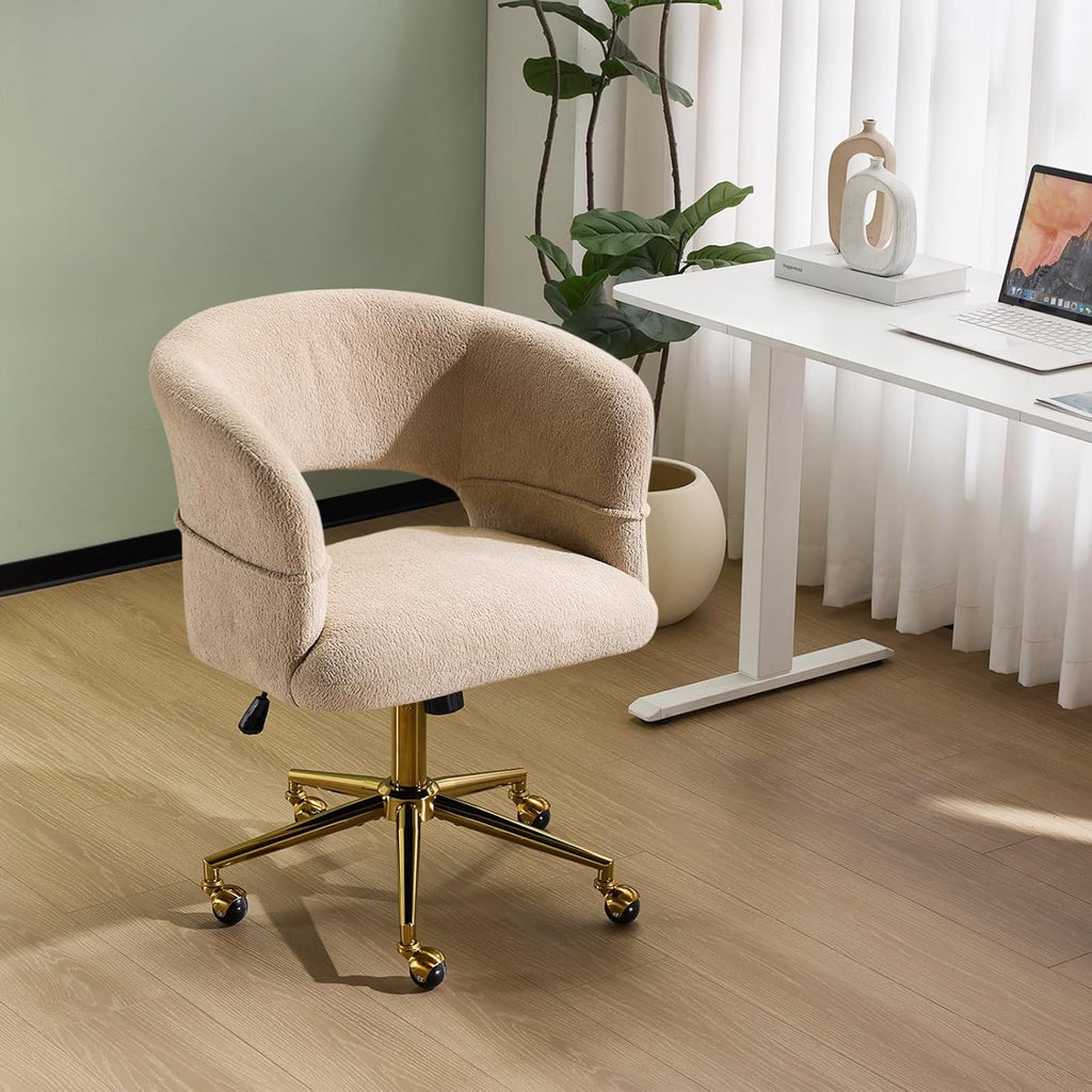 Modern Swivel Lounge Chair with 360° Rotation & Rolling Chair - Upholstered, Golden Base Suitable for Bedroom, Living Room, Office - Assembly, -Friendly Rotating Single