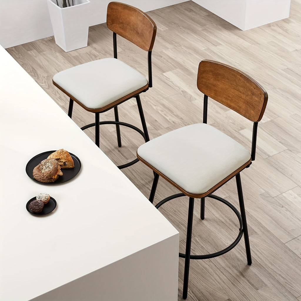 2\u002F3pcs Swivel Counter Height Barstools with Back, Fabric\u002FPU Upholstered Barstools with Metal & Wood Frame for Canteen, Living Room, Bar