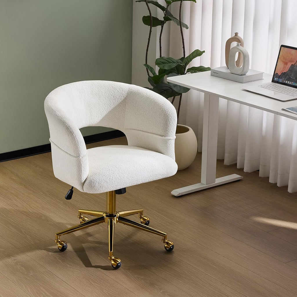 Modern Swivel Lounge Chair with 360° Rotation & Rolling Chair - Upholstered, Golden Base Suitable for Bedroom, Living Room, Office - Assembly, -Friendly Rotating Single