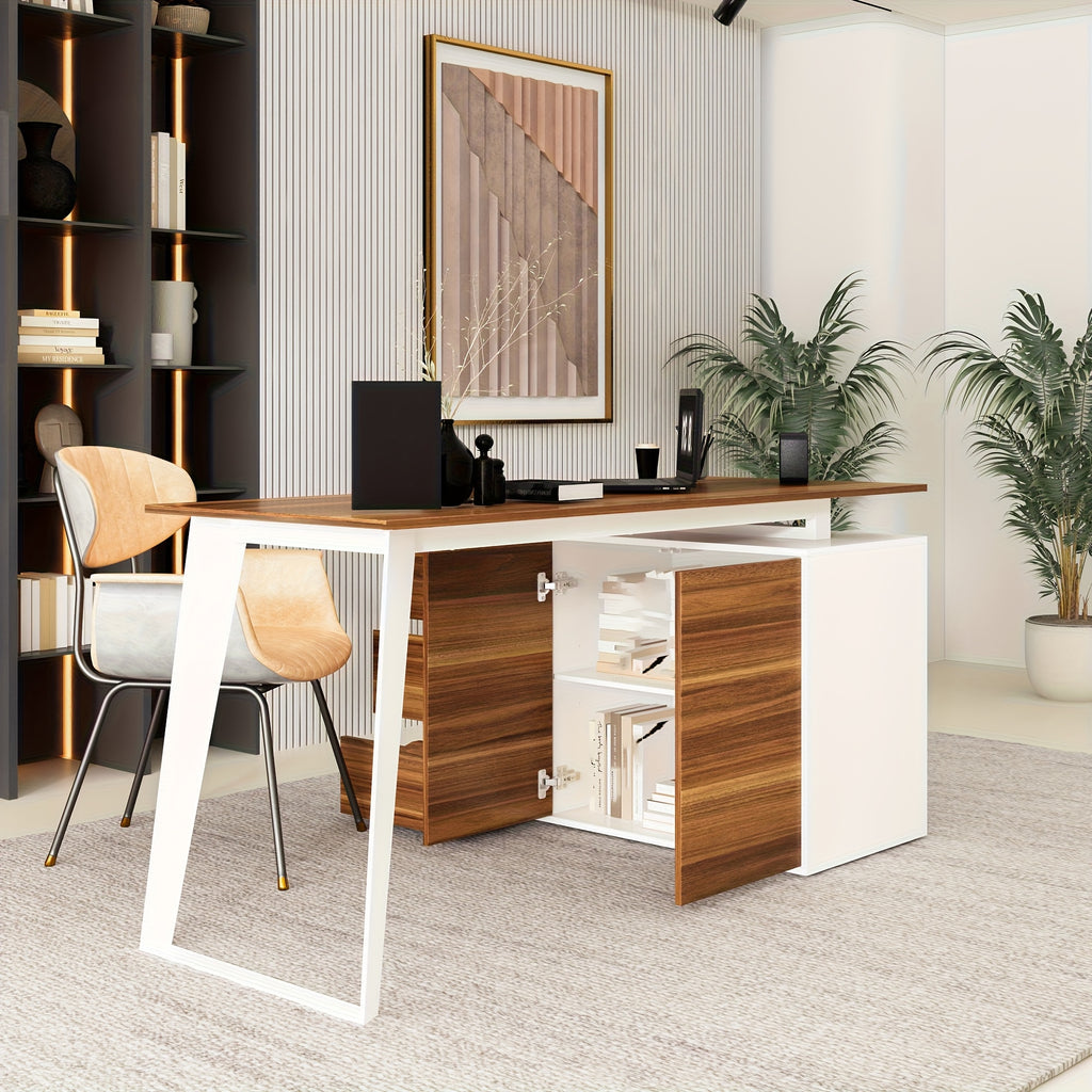 Modern L-Shaped Computer Desk Modern L-Shaped Computer Desk | 54.3'' Large Workstation with 3 Drawers, Filing Cabinet & Spacious Desktop - Home Office Writing Desk with Storage