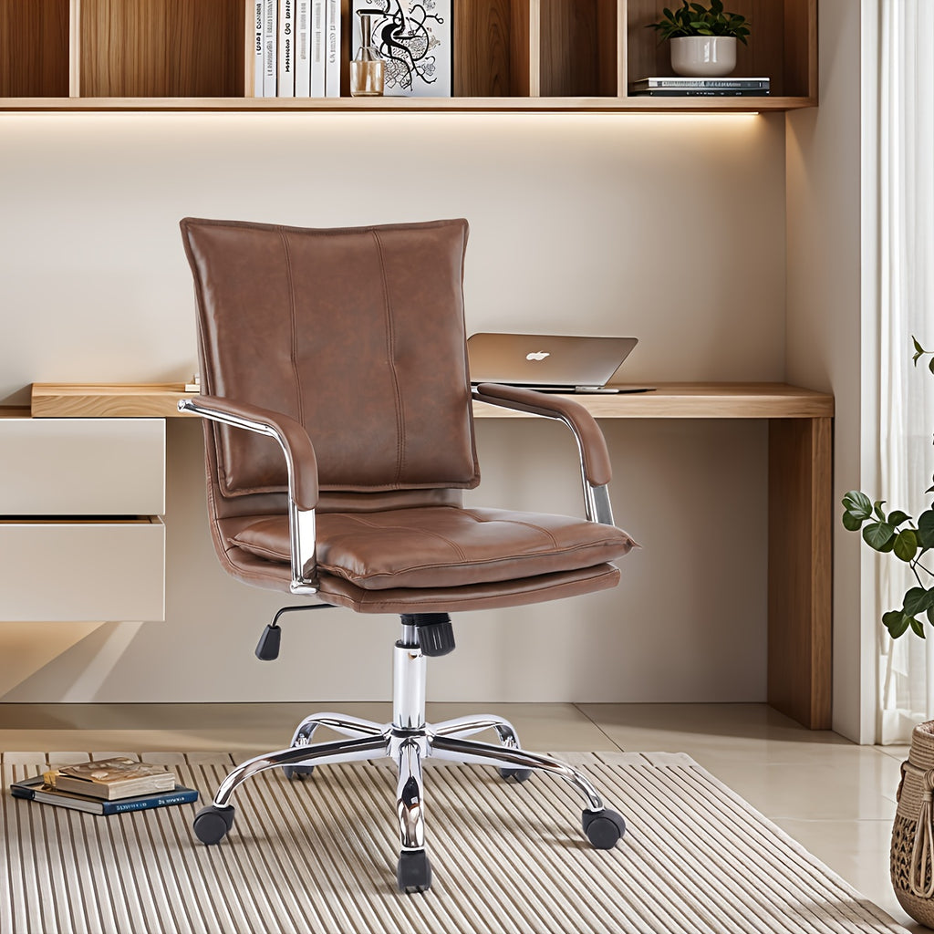 Gaming Chair, Office Chair Mid-Back Computer Chair Leather Desk Chair Racing Executive Ergonomic Adjustable Swivel Task Chair With Lumbar Support