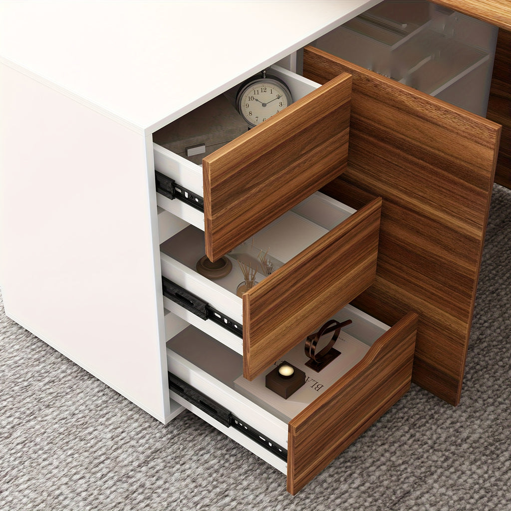 Modern L-Shaped Computer Desk Modern L-Shaped Computer Desk | 54.3'' Large Workstation with 3 Drawers, Filing Cabinet & Spacious Desktop - Home Office Writing Desk with Storage
