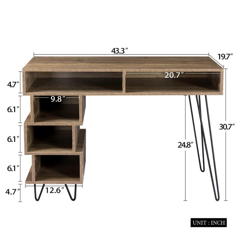 Modern Computer Desk with V-Shaped Metal Legs & Open Lattice Frame - Low-Profile Writing Table Suitable for Office, Dorm, Small Spaces - Easy Assembly, Space-Saving Metal Desk
