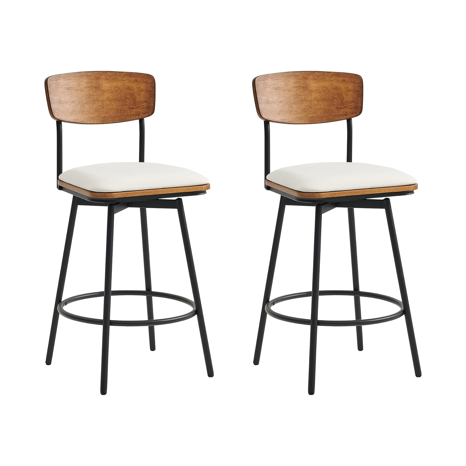2\u002F3pcs Swivel Counter Height Barstools with Back, Fabric\u002FPU Upholstered Barstools with Metal & Wood Frame for Canteen, Living Room, Bar