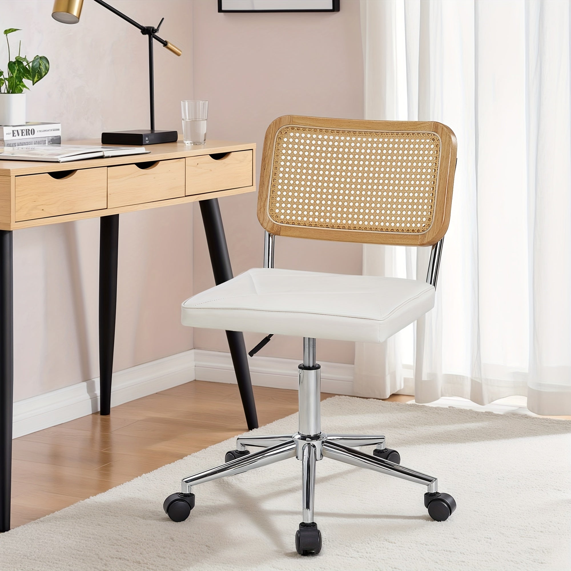 Swivel Upholstery Adjustable Height Home Office Chair, Ergonomic Armless Chairs