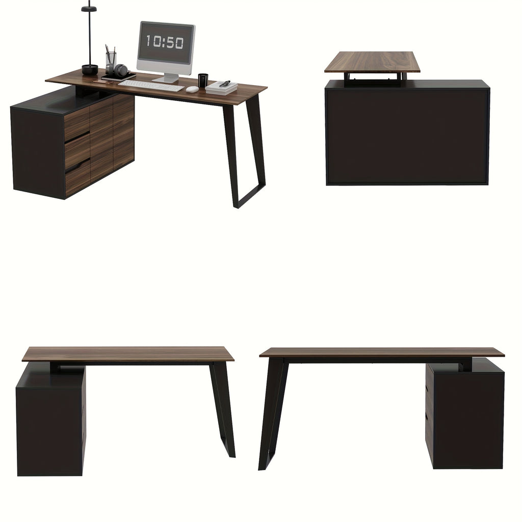Modern L-Shaped Computer Desk Modern L-Shaped Computer Desk | 54.3'' Large Workstation with 3 Drawers, Filing Cabinet & Spacious Desktop - Home Office Writing Desk with Storage