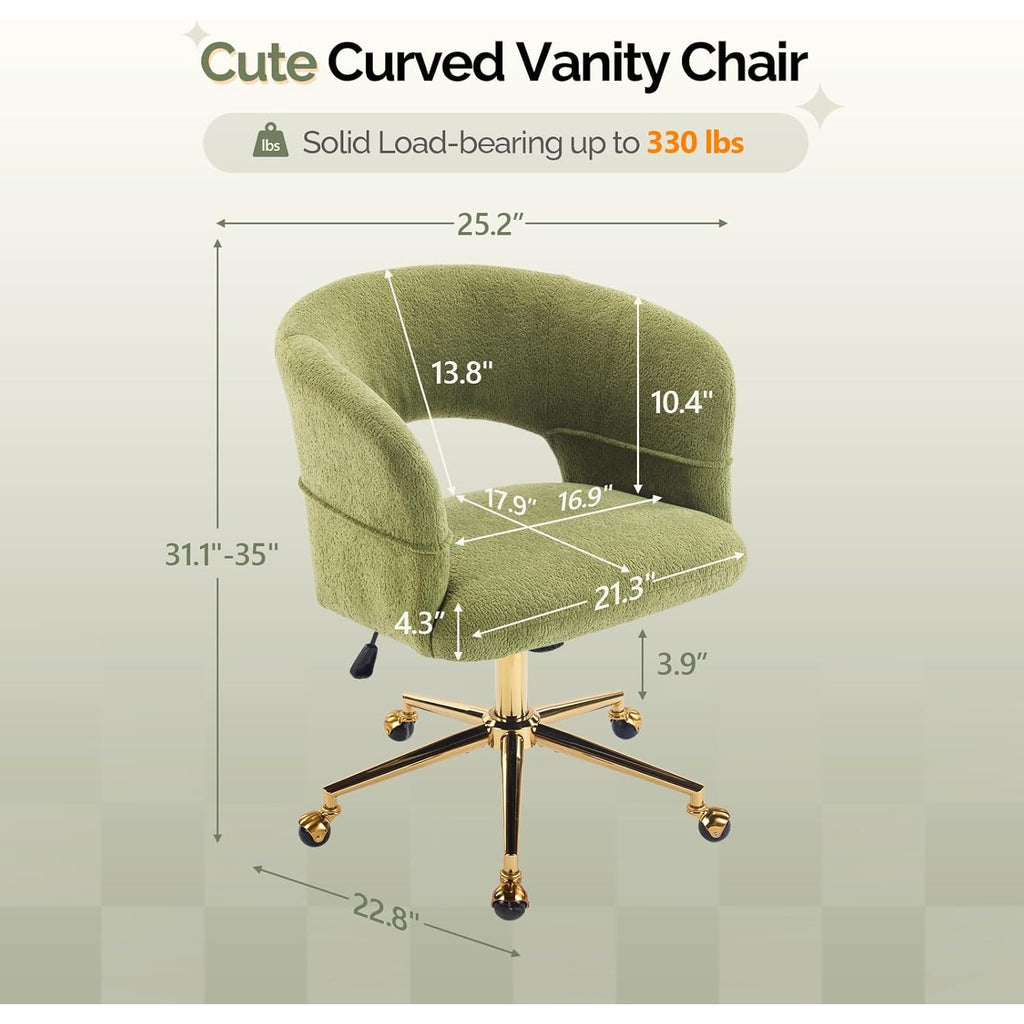 Modern Swivel Lounge Chair with 360° Rotation & Rolling Chair - Upholstered, Golden Base Suitable for Bedroom, Living Room, Office - Assembly, -Friendly Rotating Single