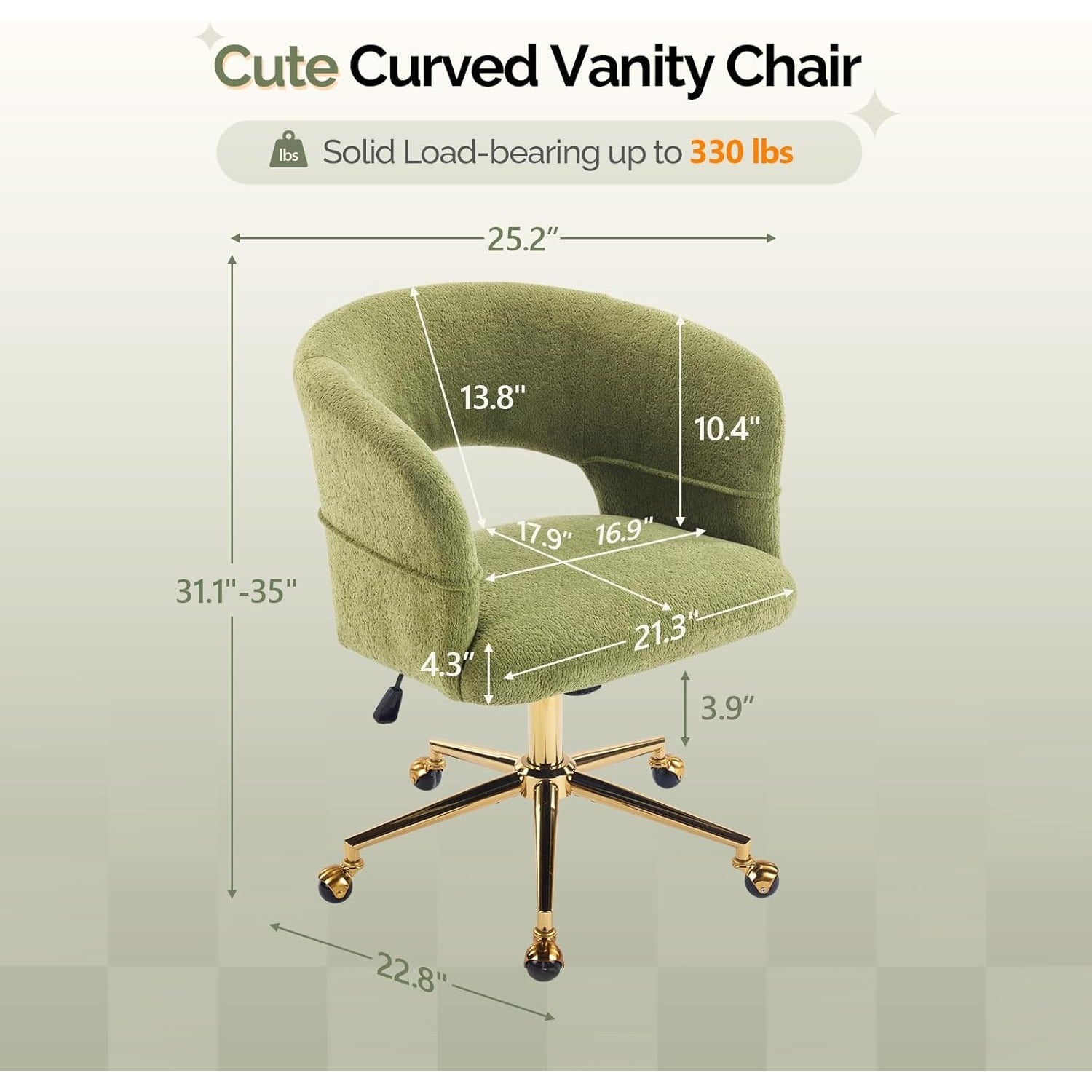 Modern Swivel Lounge Chair with 360° Rotation & Rolling Chair - Upholstered, Golden Base Suitable for Bedroom, Living Room, Office - Assembly, -Friendly Rotating Single