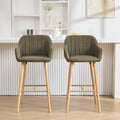 Set of 2 Bar Stools Upholstered in Modern Linen Fabric, Featuring Tall Chairs for Kitchen Islands with Back Support, Armrests, And Footrests