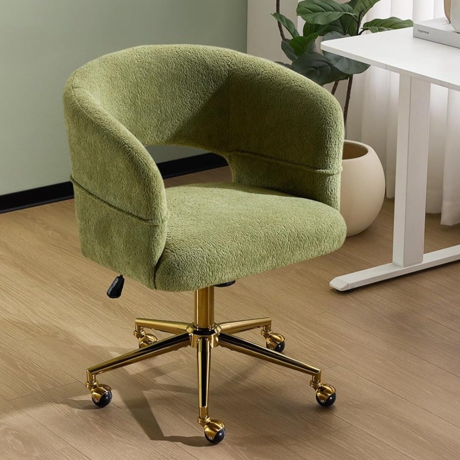 Modern Swivel Lounge Chair with 360° Rotation & Rolling Chair - Upholstered, Golden Base Suitable for Bedroom, Living Room, Office - Assembly, -Friendly Rotating Single