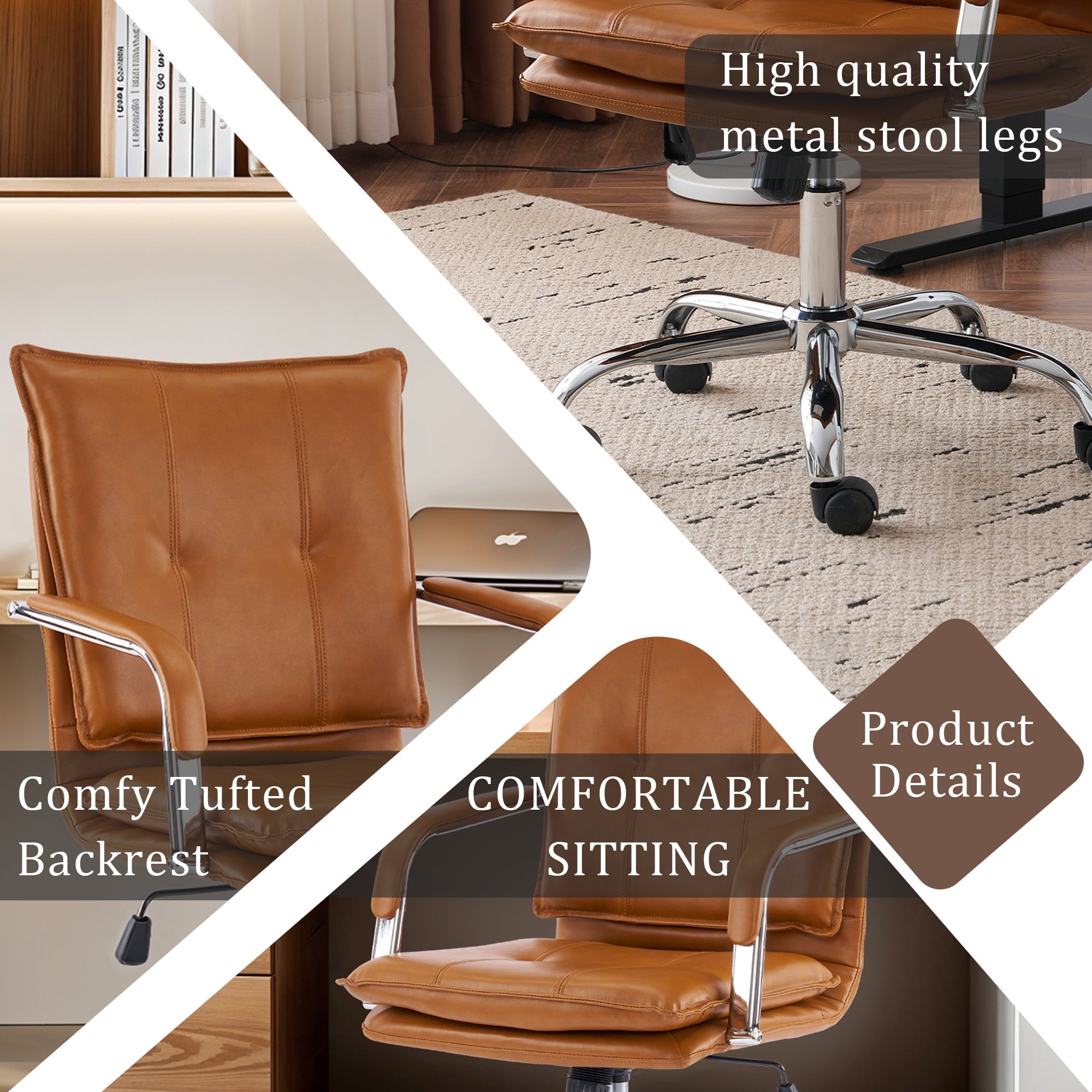 Gaming Chair, Office Chair Mid-Back Computer Chair Leather Desk Chair Racing Executive Ergonomic Adjustable Swivel Task Chair With Lumbar Support