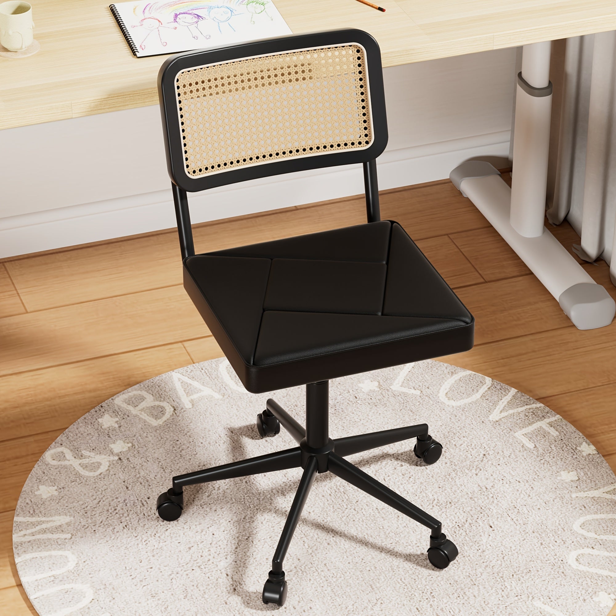 Swivel Upholstery Adjustable Height Home Office Chair, Ergonomic Armless Chairs