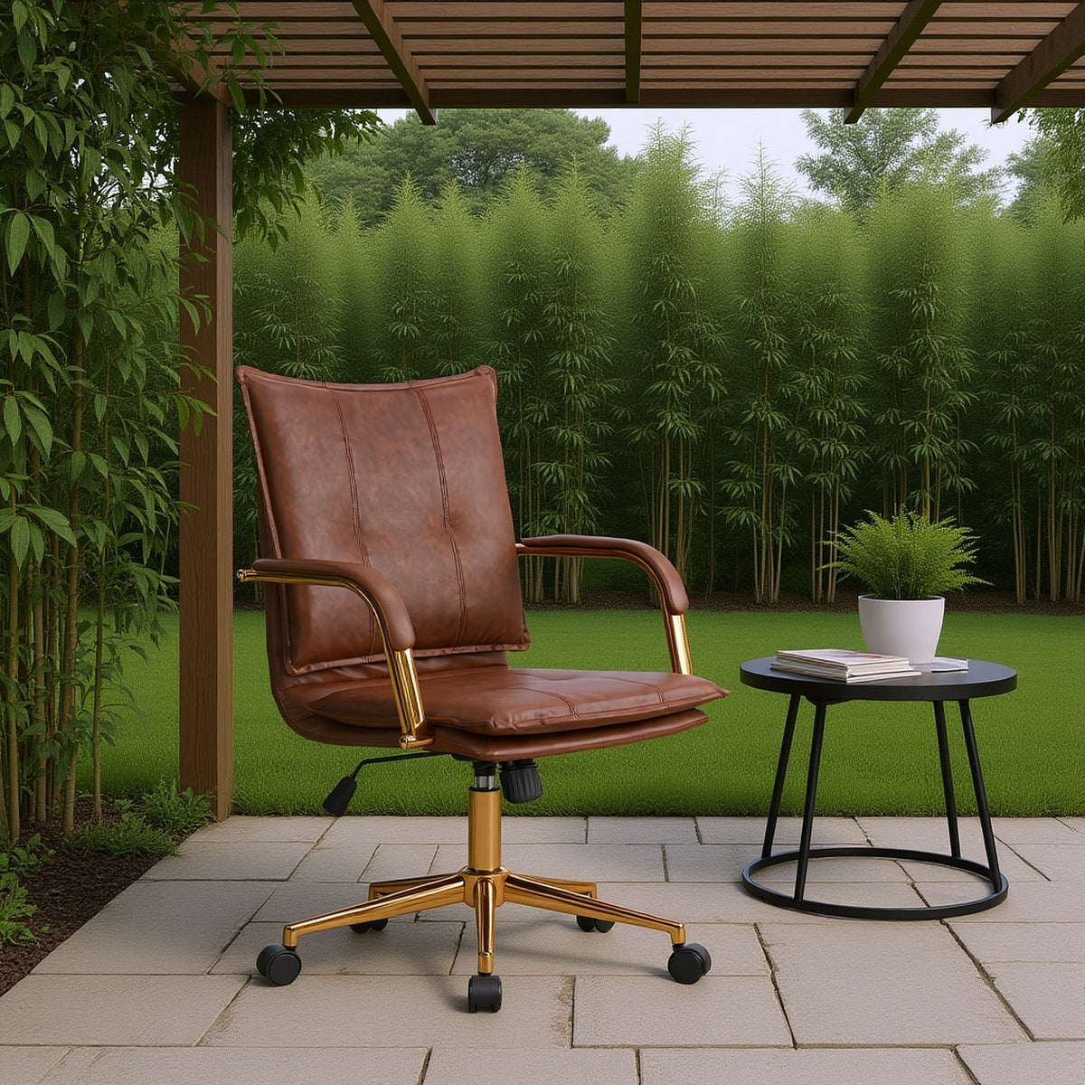 Gaming Chair, Office Chair Mid-Back Computer Chair Leather Desk Chair Racing Executive Ergonomic Adjustable Swivel Task Chair With Lumbar Support