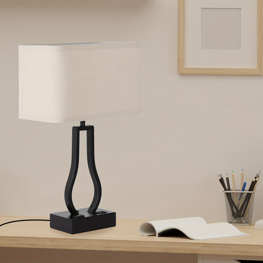 Touch Control Table Lamps Set Of 2, 3-Way Dimmable Bedside Nightstand Lamps with Dual USB Ports And 2-Prong AC Outlet for Bedroom Living Room Dorm Office, Bulbs Included