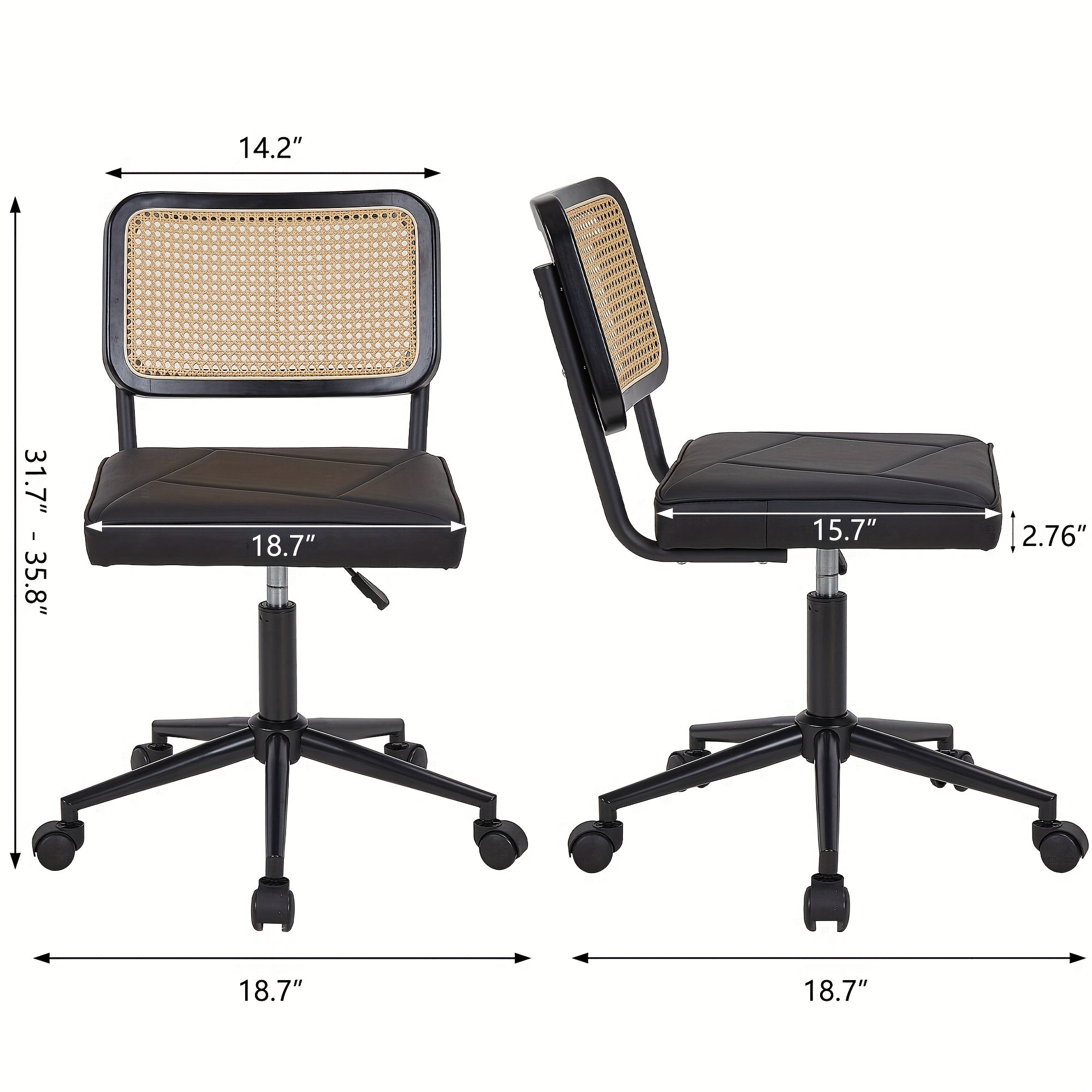 Swivel Upholstery Adjustable Height Home Office Chair, Ergonomic Armless Chairs