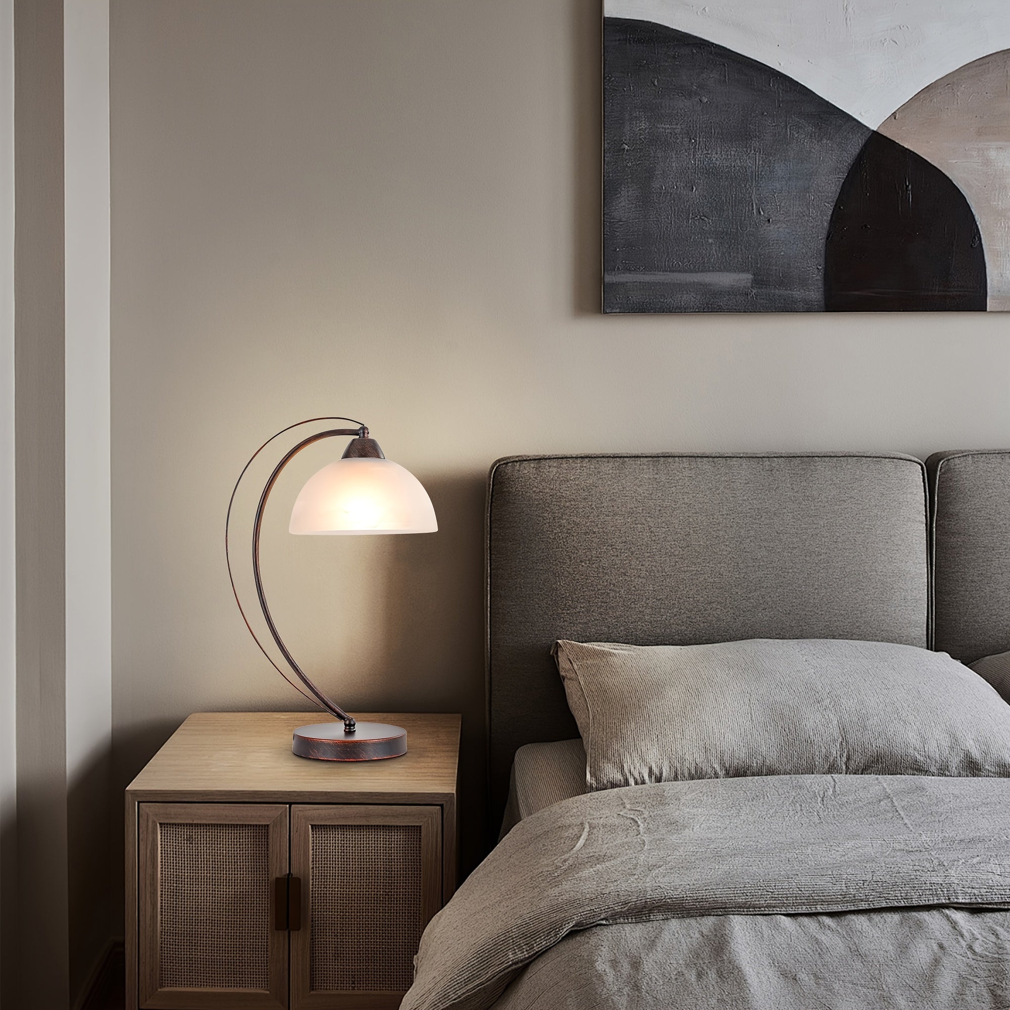 1pc Retro Swan-Neck Desk Lamp 1-light E26 Light Bulb Base (Bulb Not Included) Dimmable With White Frosted Glass Lampshade Assemble Table Lamp For Bedroom Living Room Study Home Lighting & Decor