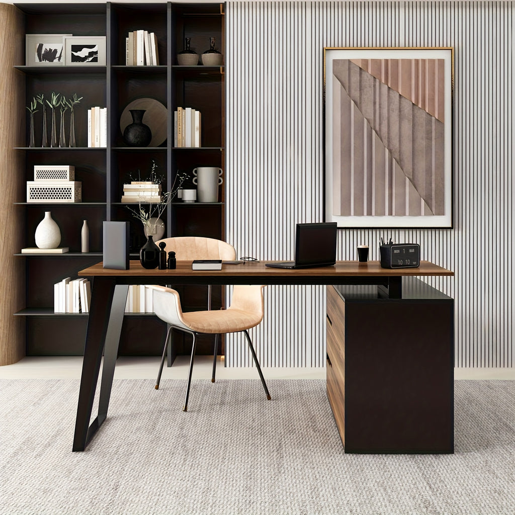 Modern L-Shaped Computer Desk Modern L-Shaped Computer Desk | 54.3'' Large Workstation with 3 Drawers, Filing Cabinet & Spacious Desktop - Home Office Writing Desk with Storage