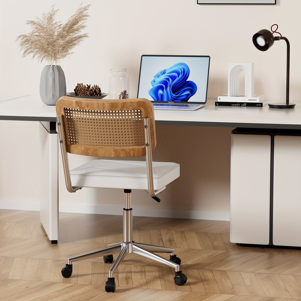 Swivel Upholstery Adjustable Height Home Office Chair, Ergonomic Armless Chairs