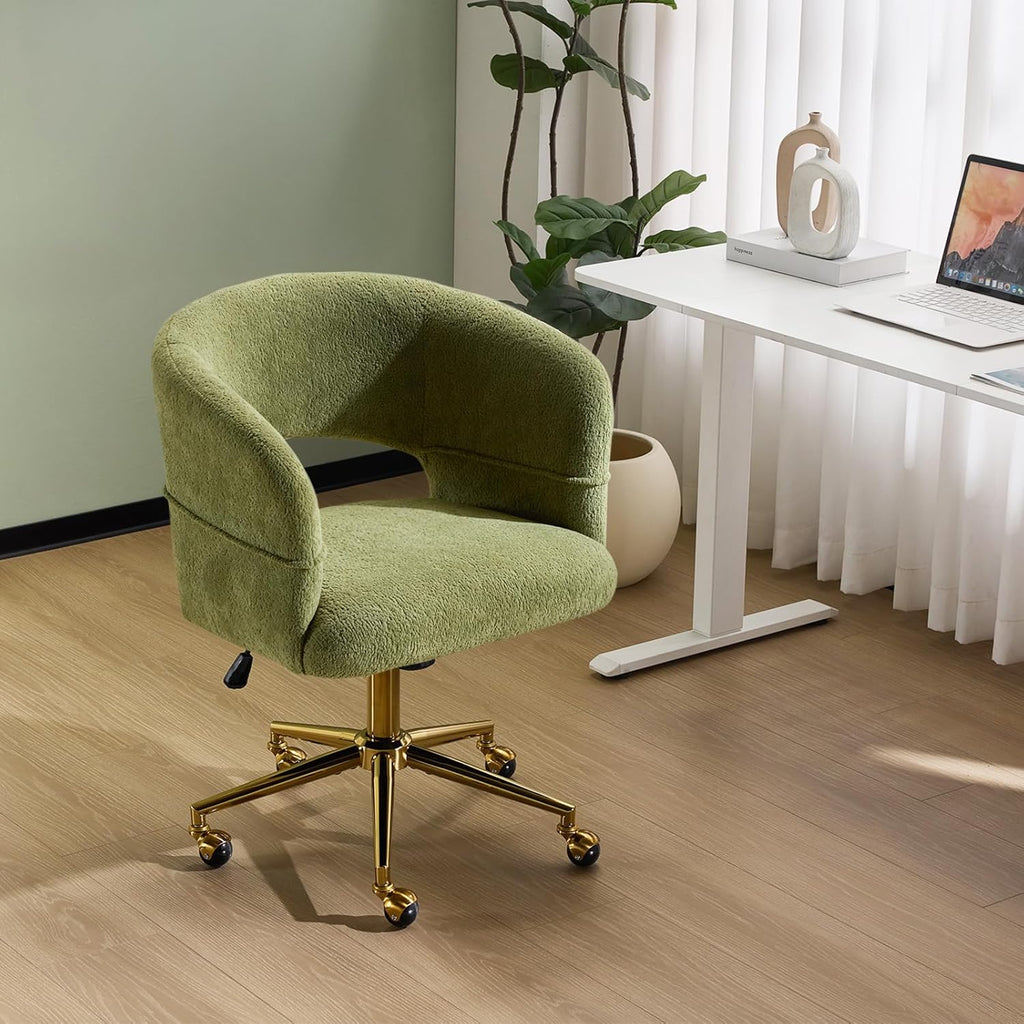 Modern Swivel Lounge Chair with 360° Rotation & Rolling Chair - Upholstered, Golden Base Suitable for Bedroom, Living Room, Office - Assembly, -Friendly Rotating Single