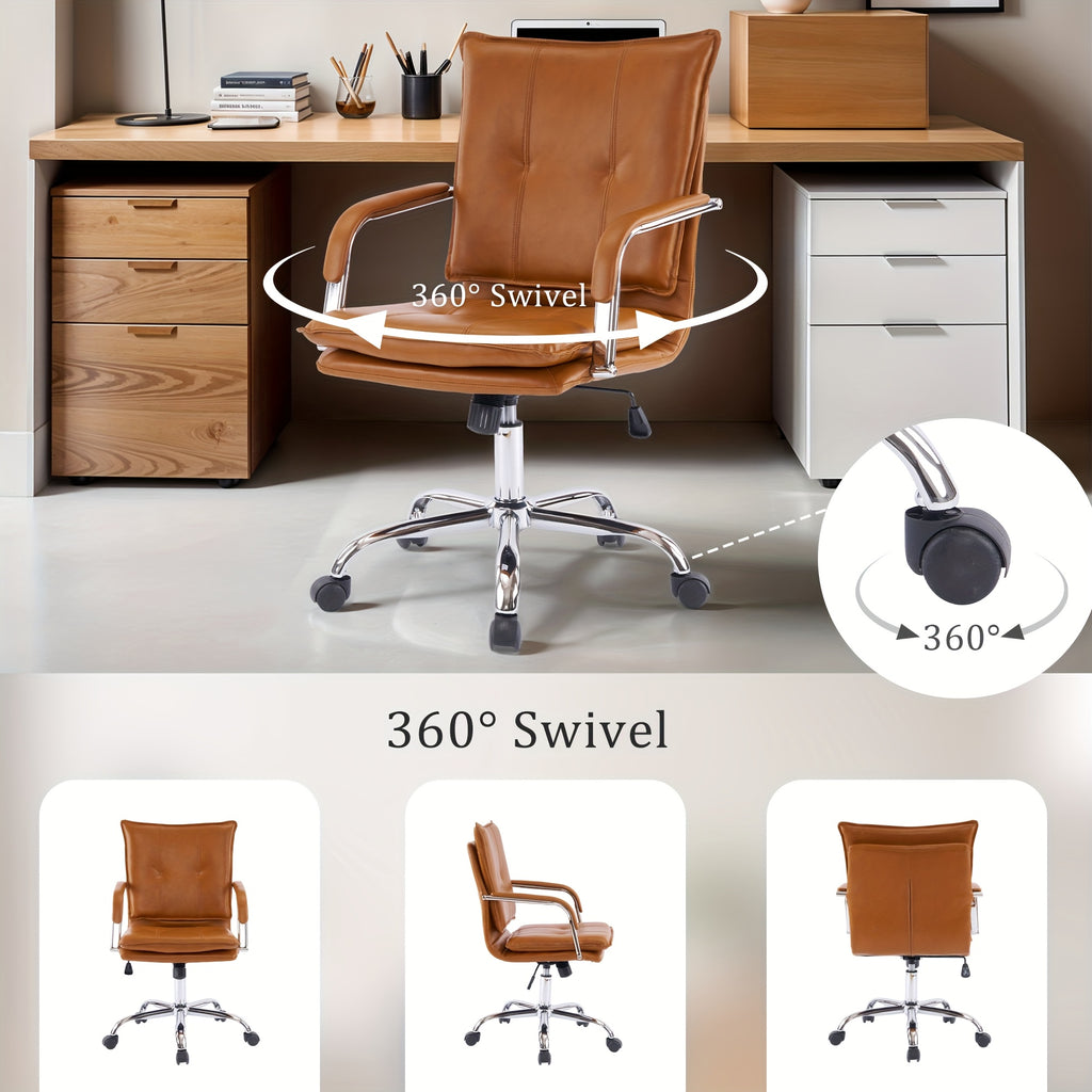 Gaming Chair, Office Chair Mid-Back Computer Chair Leather Desk Chair Racing Executive Ergonomic Adjustable Swivel Task Chair With Lumbar Support